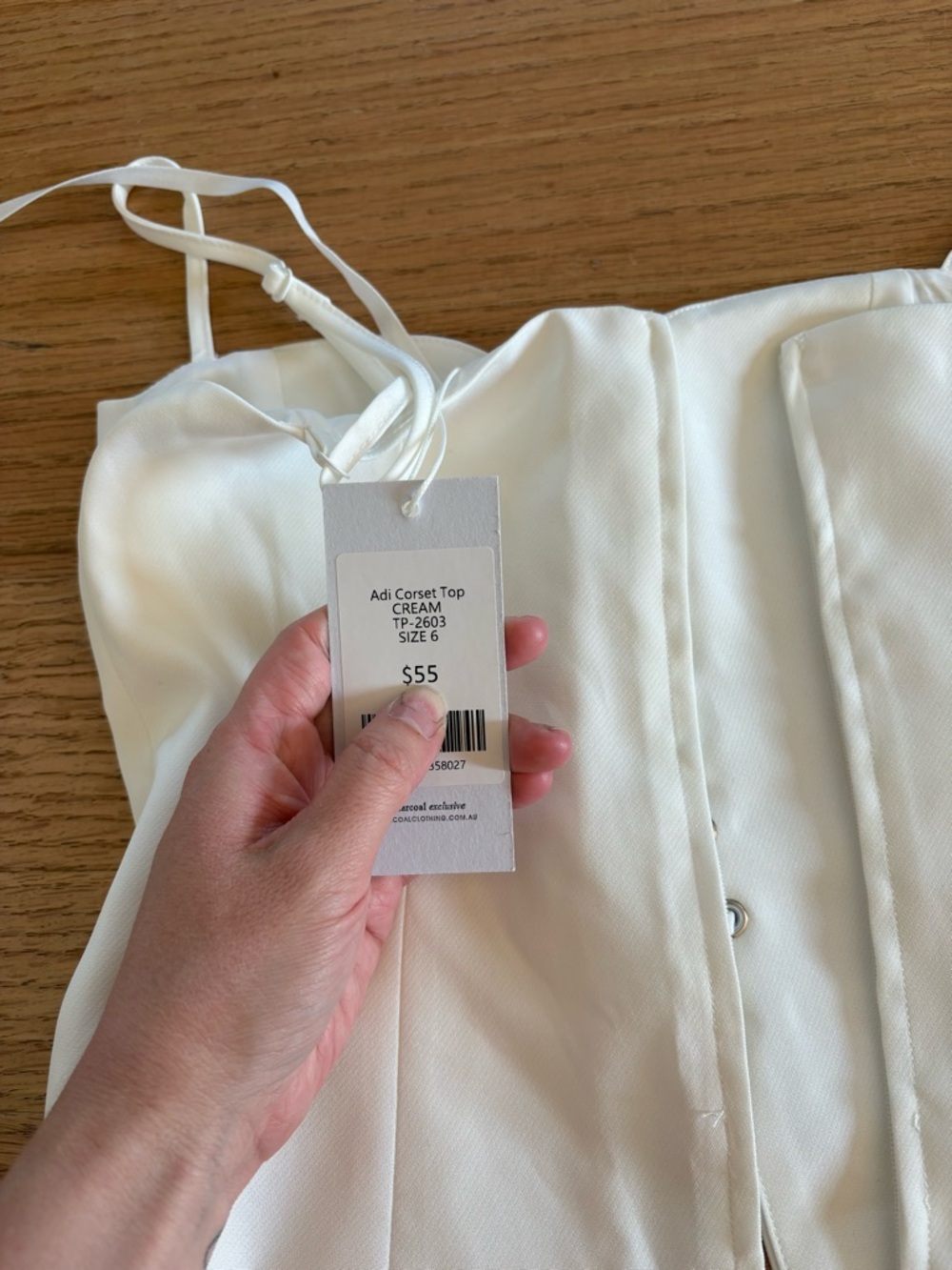 White Lace-Up Corset Top - Picture 3 of 3